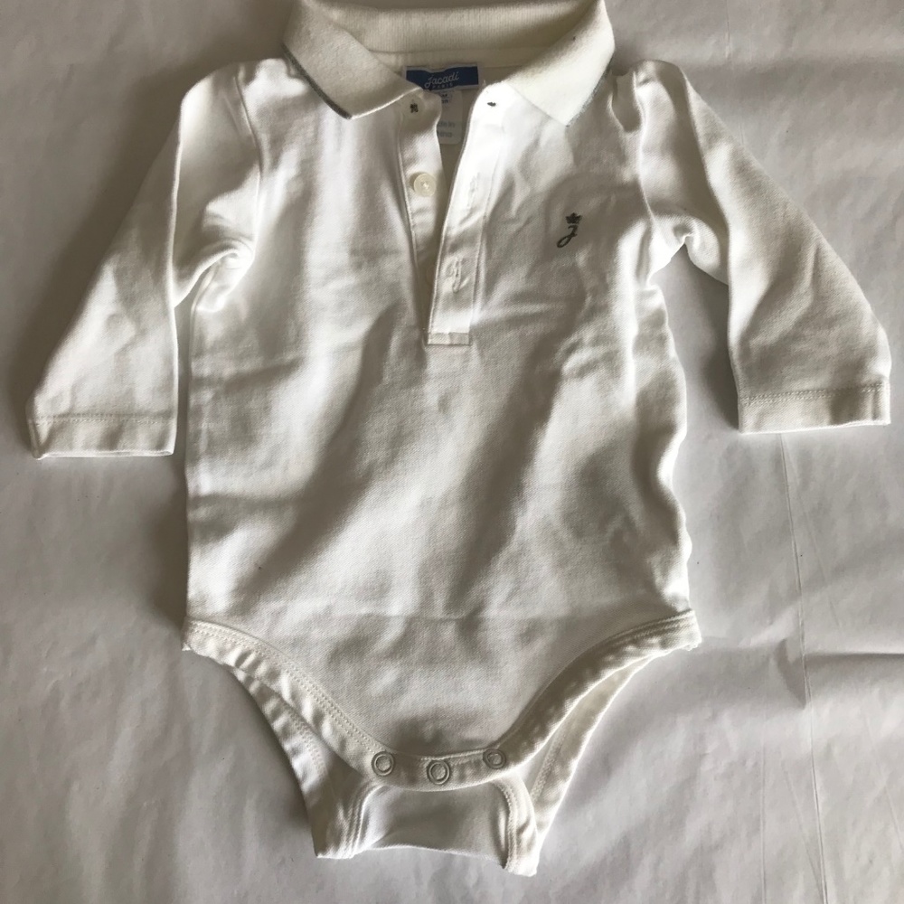 Jacadi long sleeve polo baby bodysuit